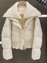 白色感大翻领棉服外套女2023冬季新款韩版气质加厚小个子棉袄