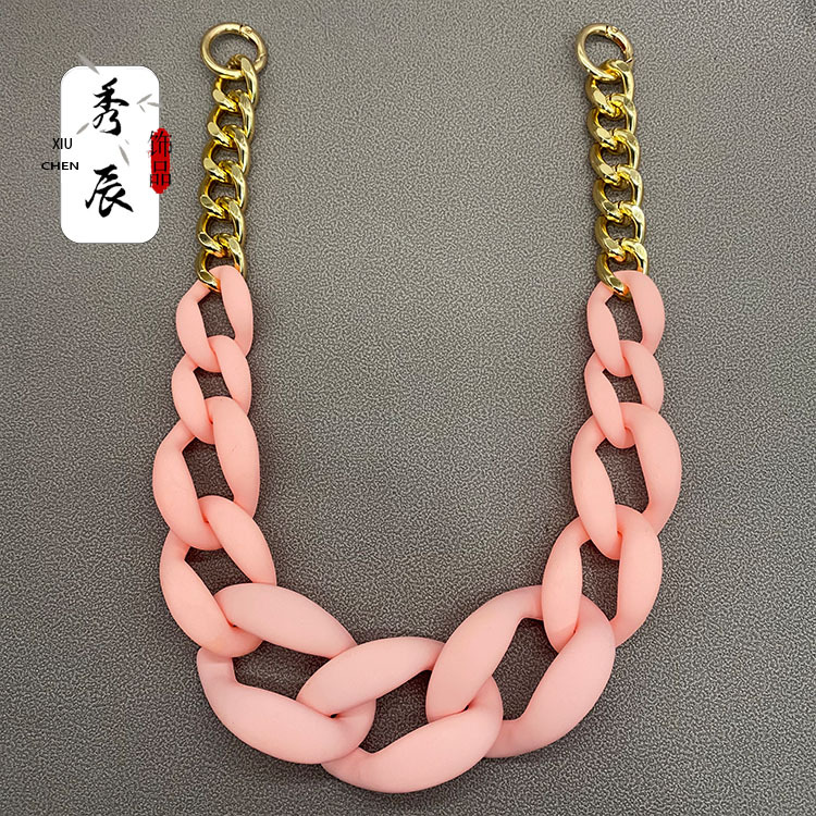 European and American Exaggerated Women's Shoulder Portable Rubber Frosted Resin Acrylic Mixed Jin Dazhong Small Chain Bag Belt Accessories