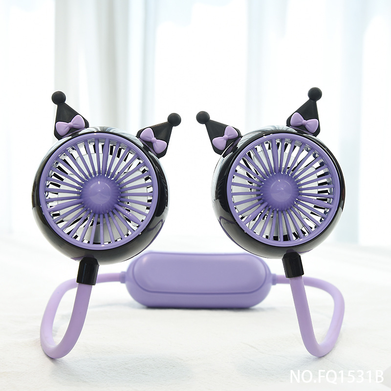 New Cartoon Halter Little Fan USB Charging Mini Portable Fan Cute Student Gift Fan Wholesale