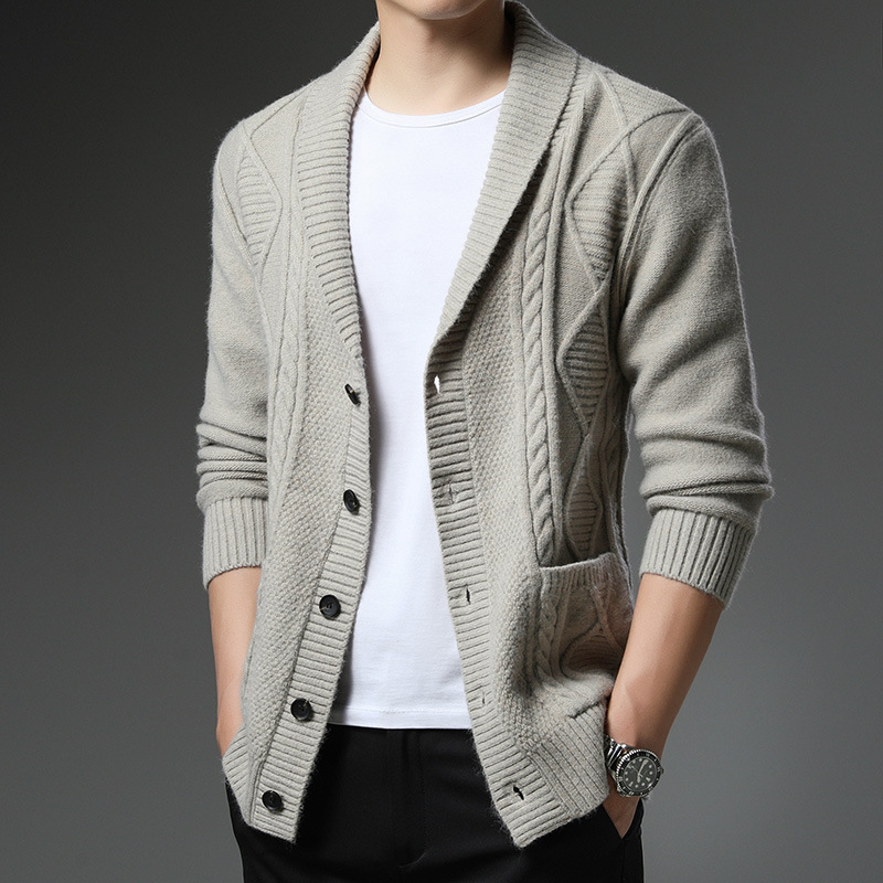 开衫毛衣男外套2022秋冬季新款大码宽松加厚针织毛线衣男装批发