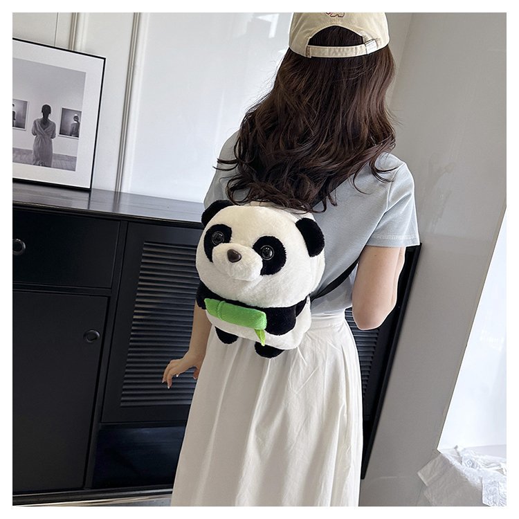 Cartoon Doll Cute Funny Three-Dimensional Plush Panda Backpack Bags Girl Kid's Small Schoolbag Travel Backpack