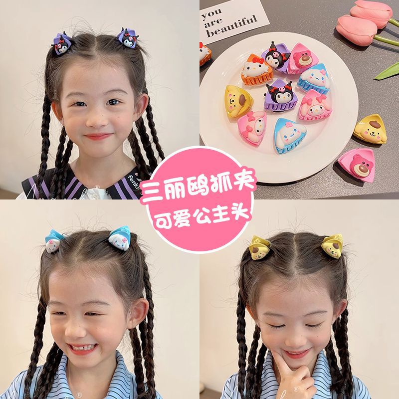 Cat Ears Children's Hairpin Candy Color Love Heart-Shaped Hairpin Small Hair Grabbing Clip Girls 2023 New Hair Clip for Broken Hair Headwear
