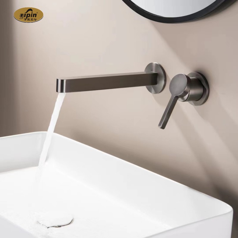 0成交8件全铜枪灰色暗装隐藏式面盆水龙头冷热水暗埋入墙卫生间洗手盆