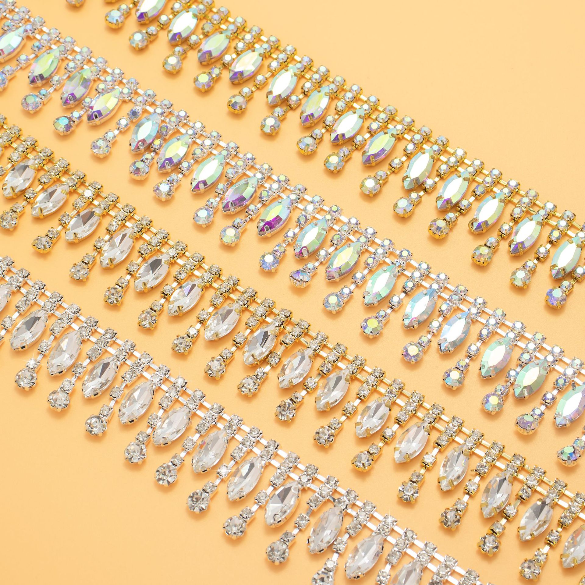 新款跨境欧美演出服辅料钻链diy水钻链条马眼爪链饰烧焊链条辅料