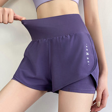 夏季新款运动短裤女健身防走光健身裤高腰收腹假两件瑜伽裤批发