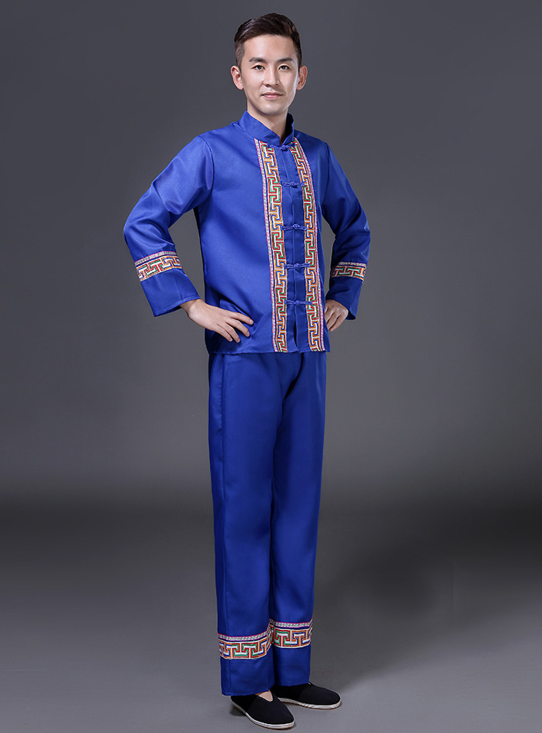 广西壮族服装成人男少数民族竹竿舞蹈广西歌圩节三月三壮族演出服