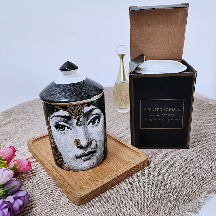 Cross-Border Supply Ceramic Storage Tank Large Aromatherapy Candle Jar Domestic Ornaments Face Jewelry Ring Box