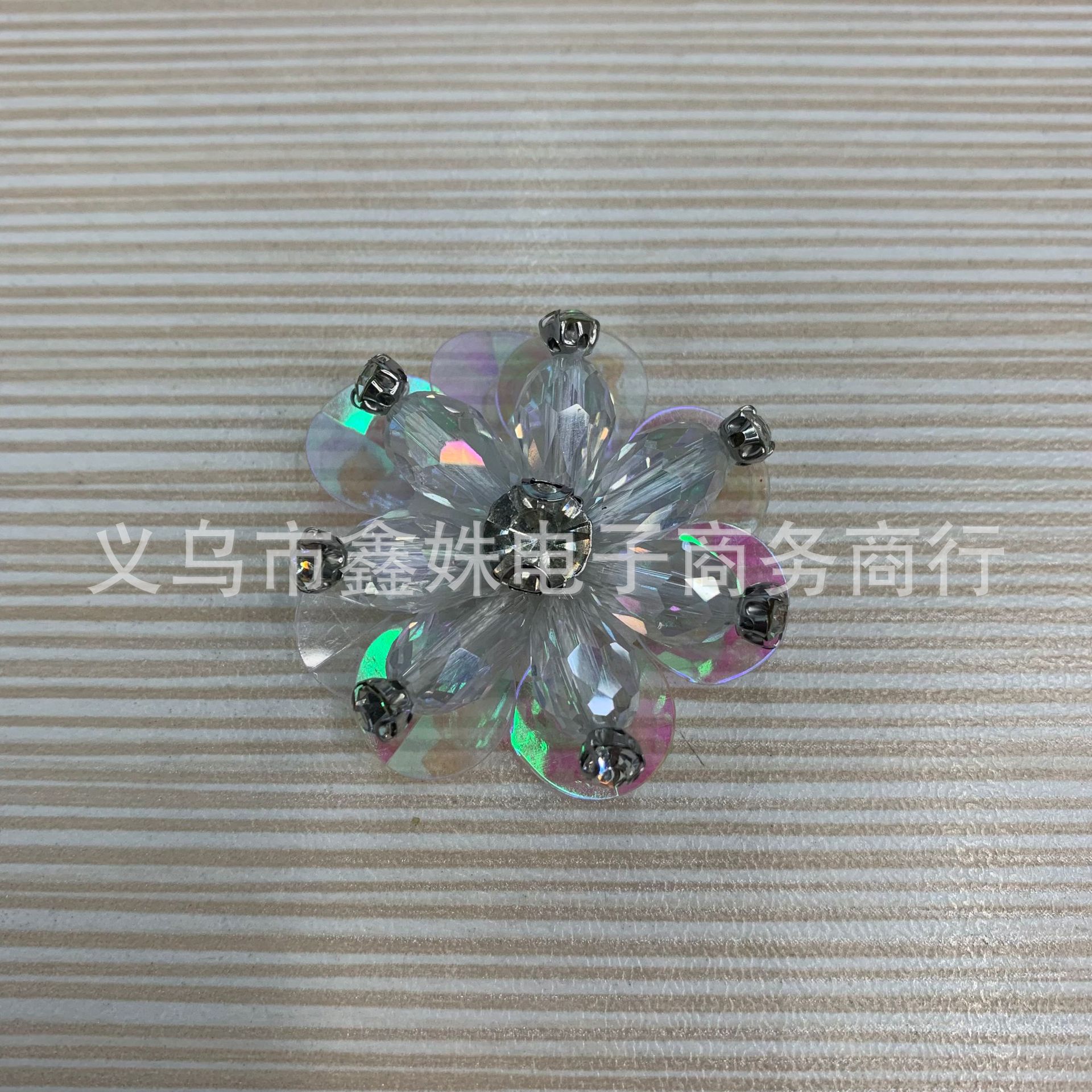 跨境水晶玻璃鞋花手工钉珠A钻亮片立体花朵服装发箍饰品配件