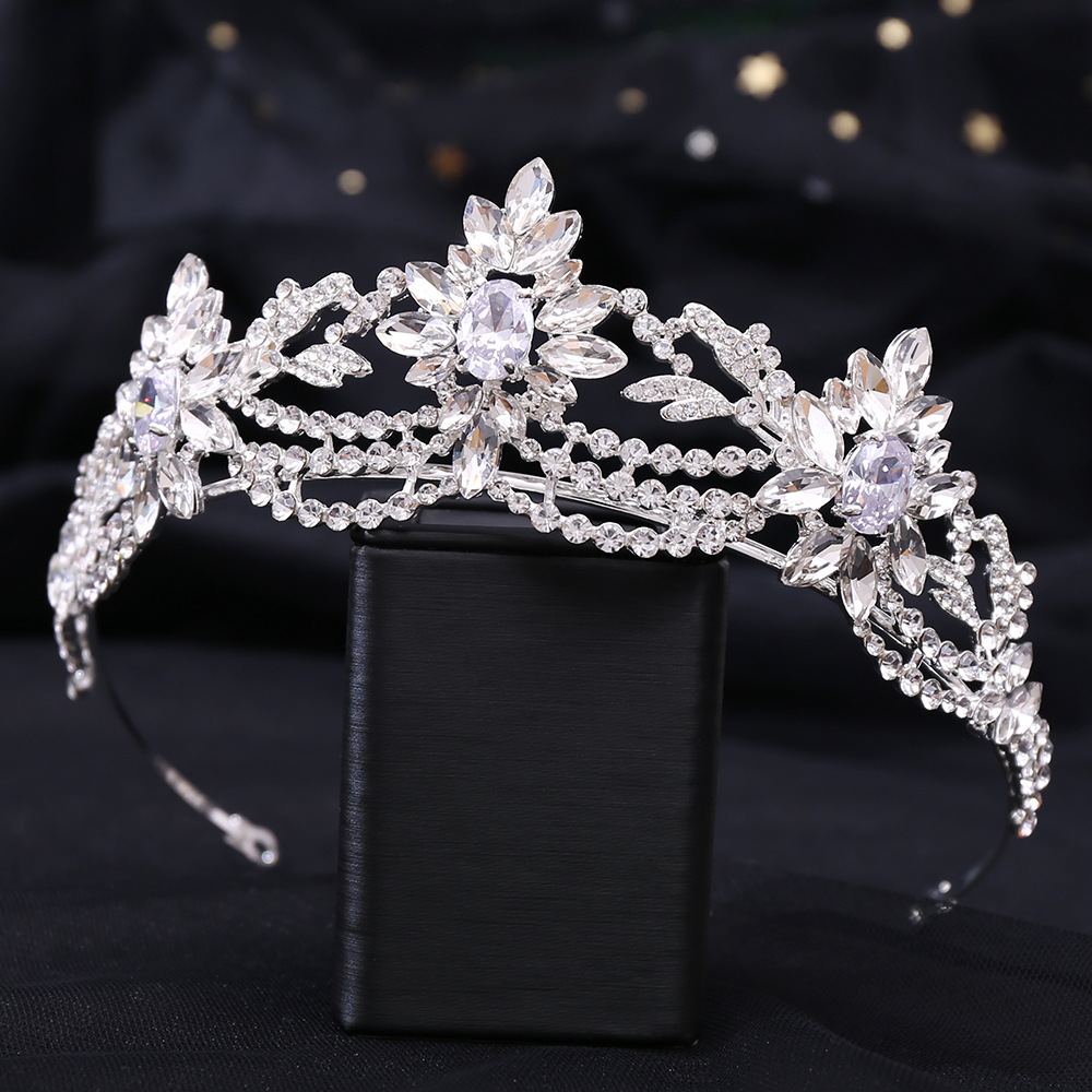 新款欧式锆石新娘头饰品 合金水晶公主婚礼皇冠镶钻大气结婚发饰