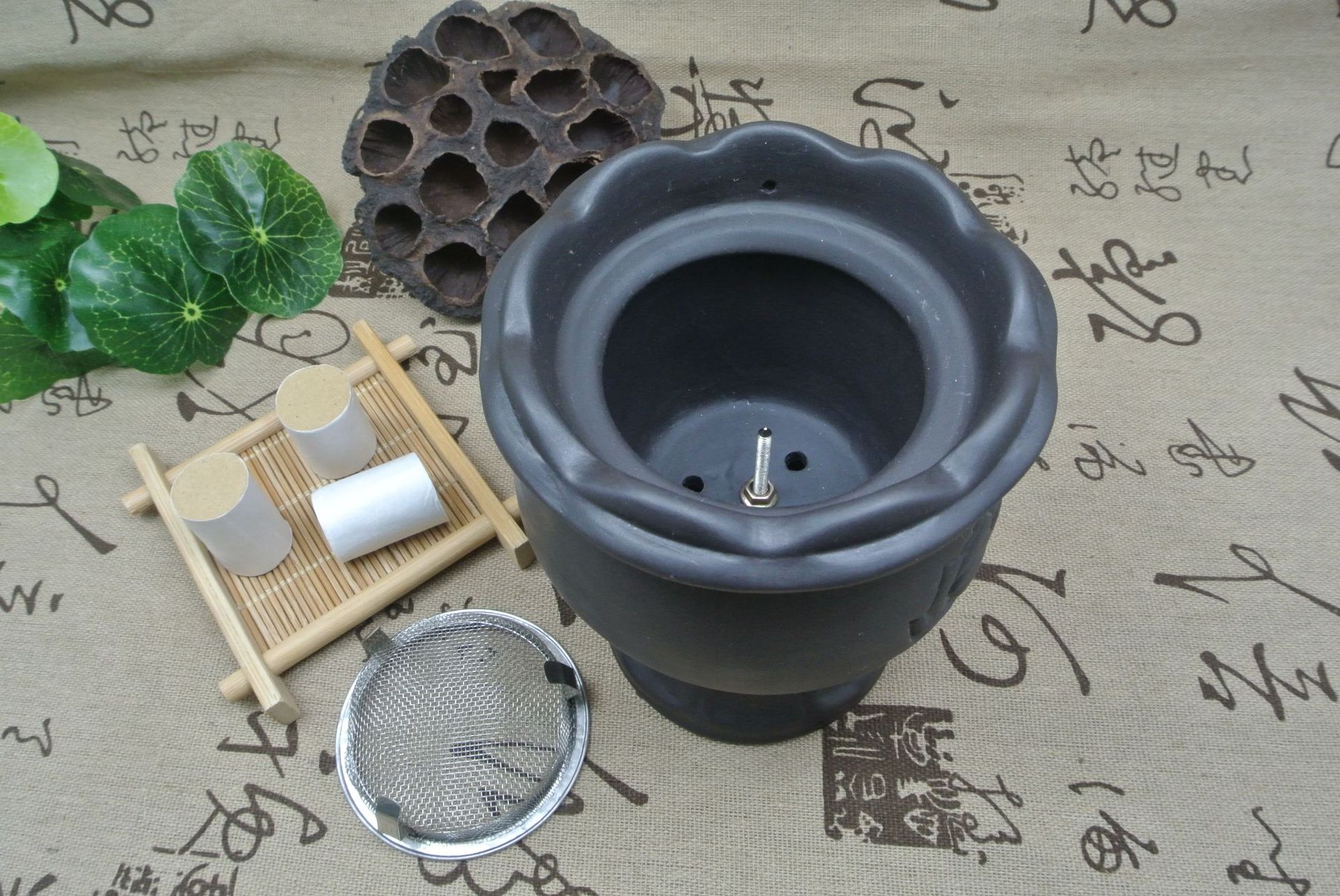 火龙罐紫砂双层莲花口 紫砂火龙罐中号 艾灸刮痧罐用太极中医家用