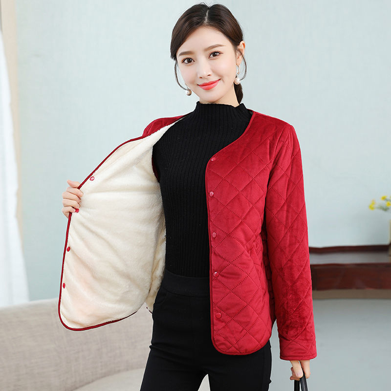 棉袄加绒棉衣女短款内穿修身小棉袄女棉服内胆轻薄保暖妈妈装冬季