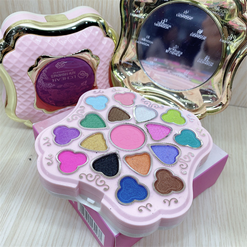 蕾琪眼影盒儿童小孩节目舞台妆表演出用蓝绿紫眼影盘干湿粉饼腮红