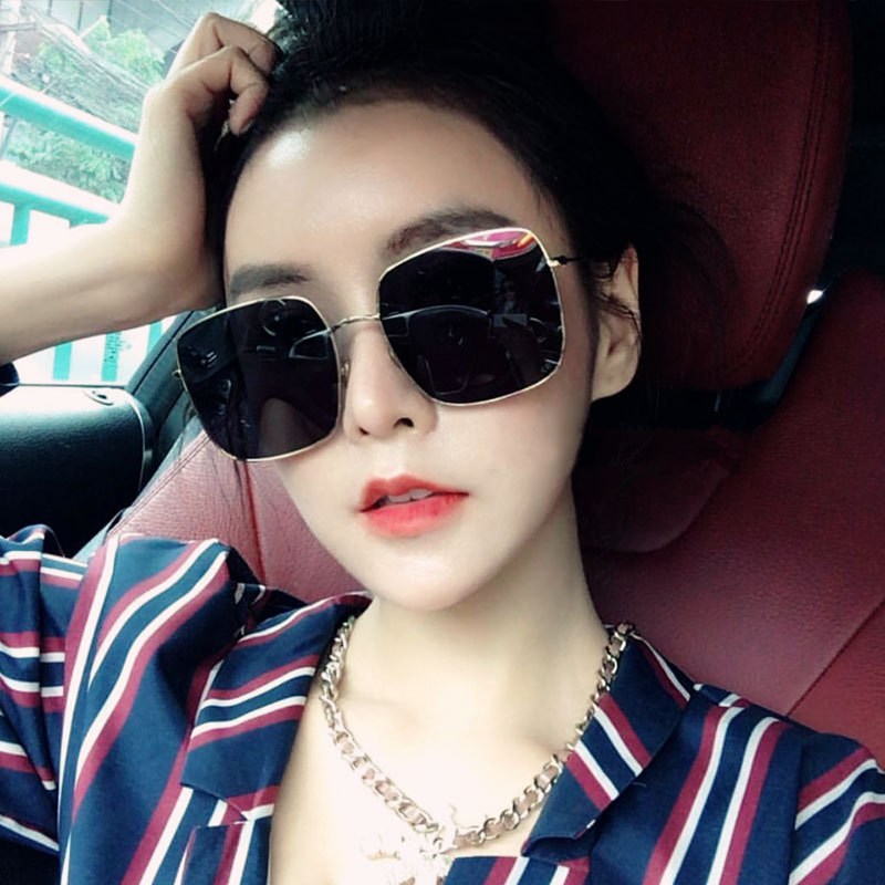 周扬青同款太阳镜女网红圆脸大脸显瘦眼镜金属大框方形男士墨镜潮