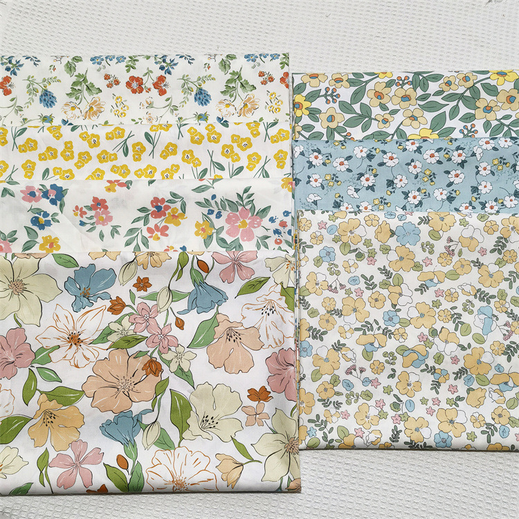 唯美白底田园花卉小碎花 纯棉斜纹布料 全棉床品包包连衣裙面料