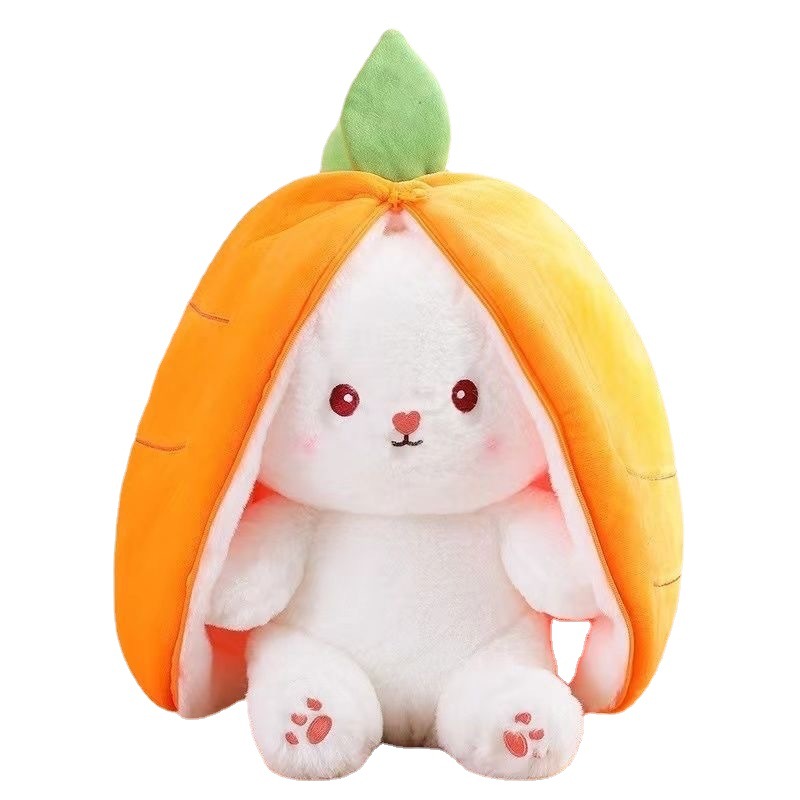 Wholesale Strawberry Rabbit Transformation Bunny Doll Doll Puppet Carrot Rabbit Plush Doll Sleeping Pillow