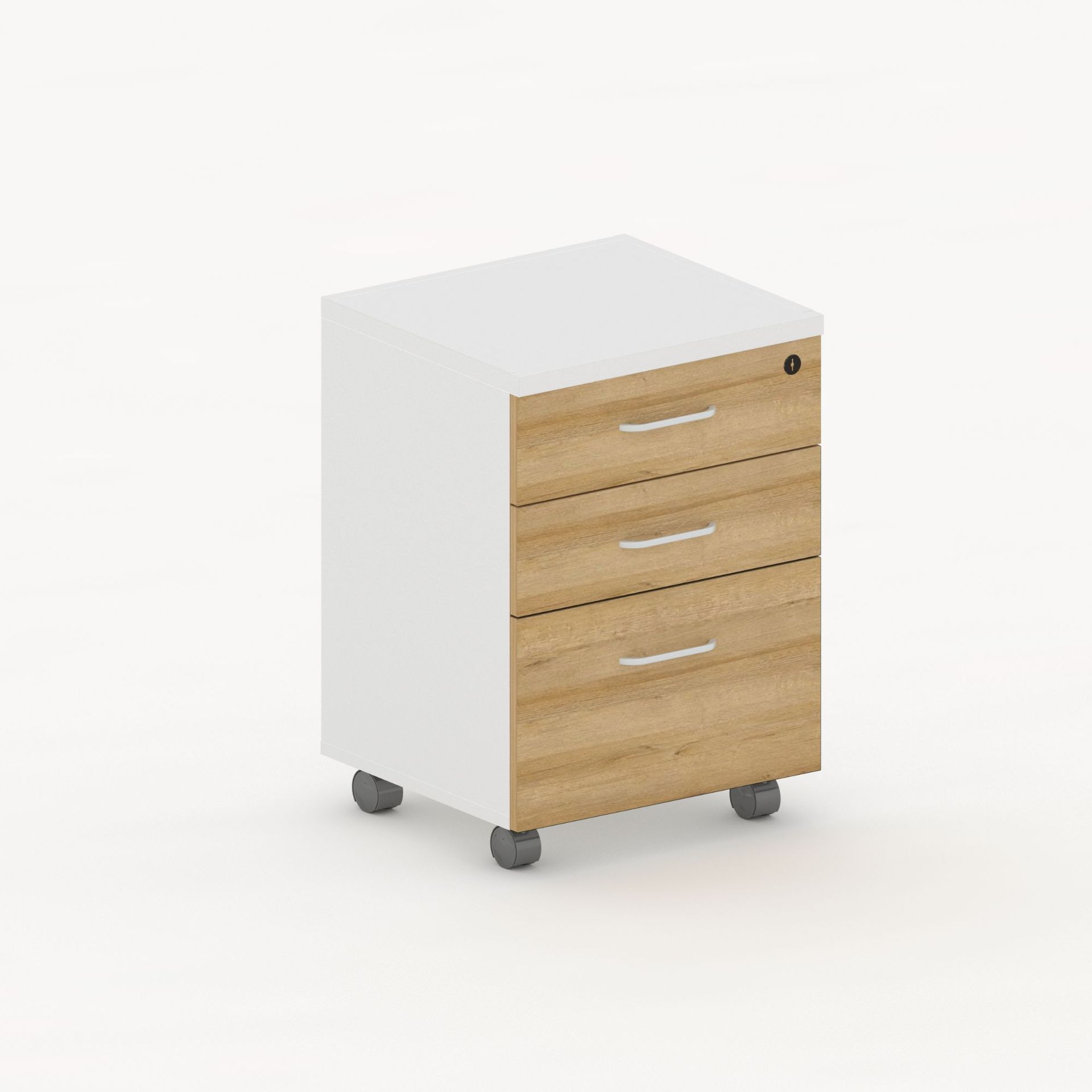 三抽办公室文件柜木质小柜子收纳活动柜落地式移动带锁储物柜矮柜