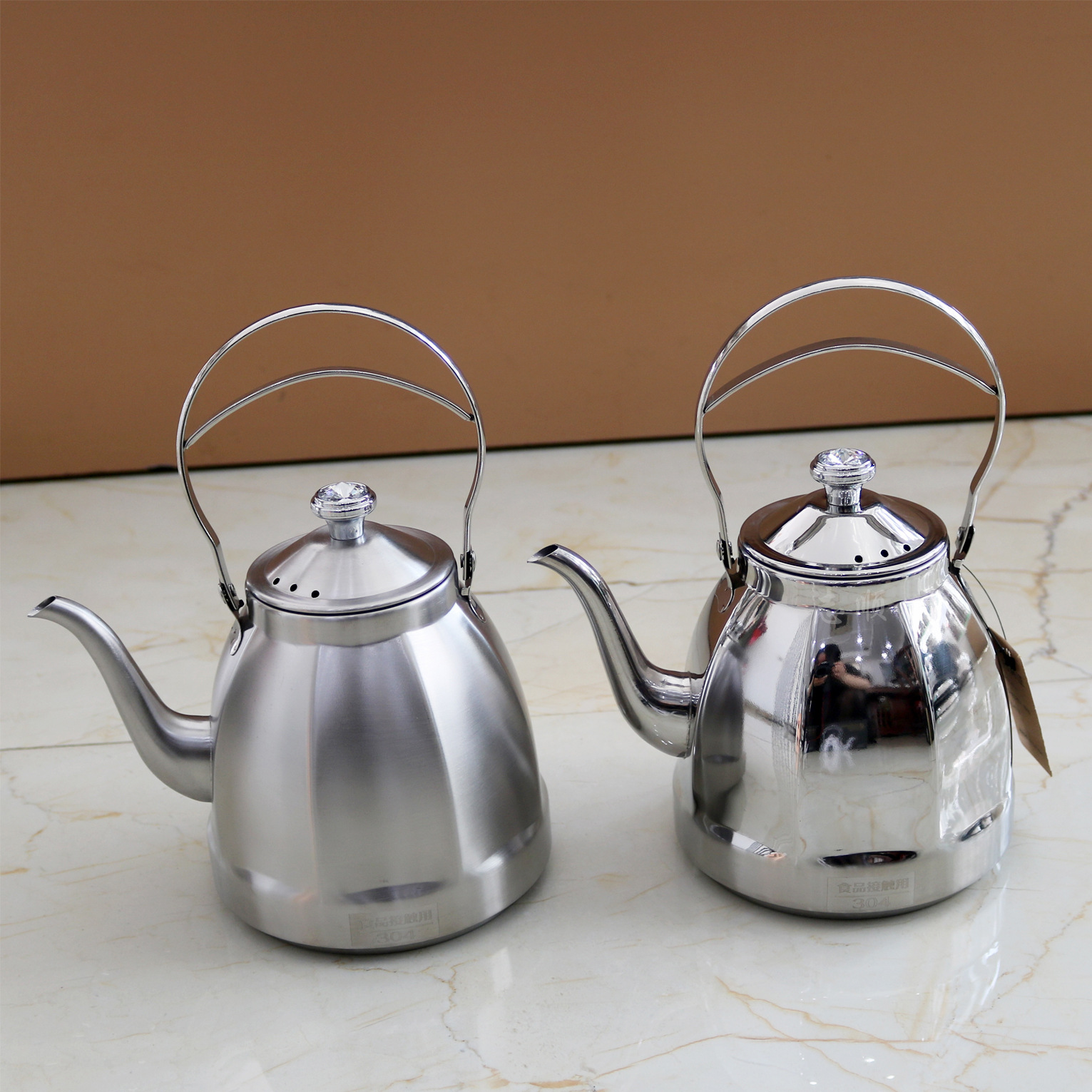 304不锈钢八角水壶带漏网烧水泡茶壶平底电磁炉水壶小茶壶茶具