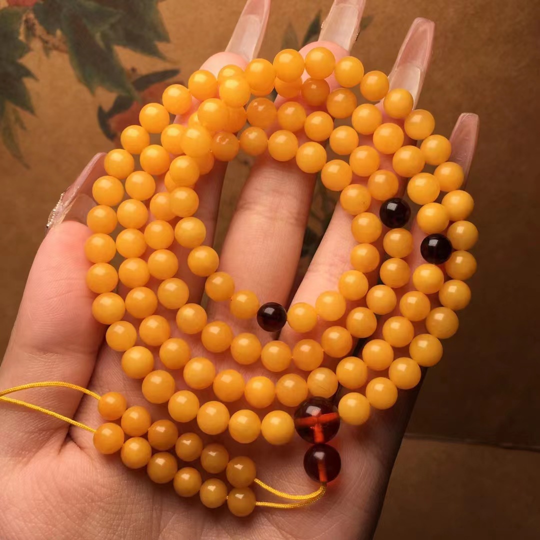天然俄料蜜蜡老蜜108佛珠蜡质浓郁饱满项饰可塘珠宝一件代发-阿里巴巴