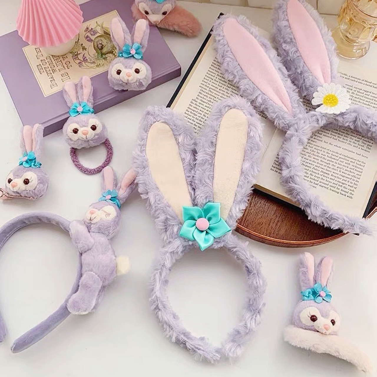 网红星黛露头箍发绳皮筋发夹毛绒兔耳朵可爱卡通头箍发带-阿里巴巴