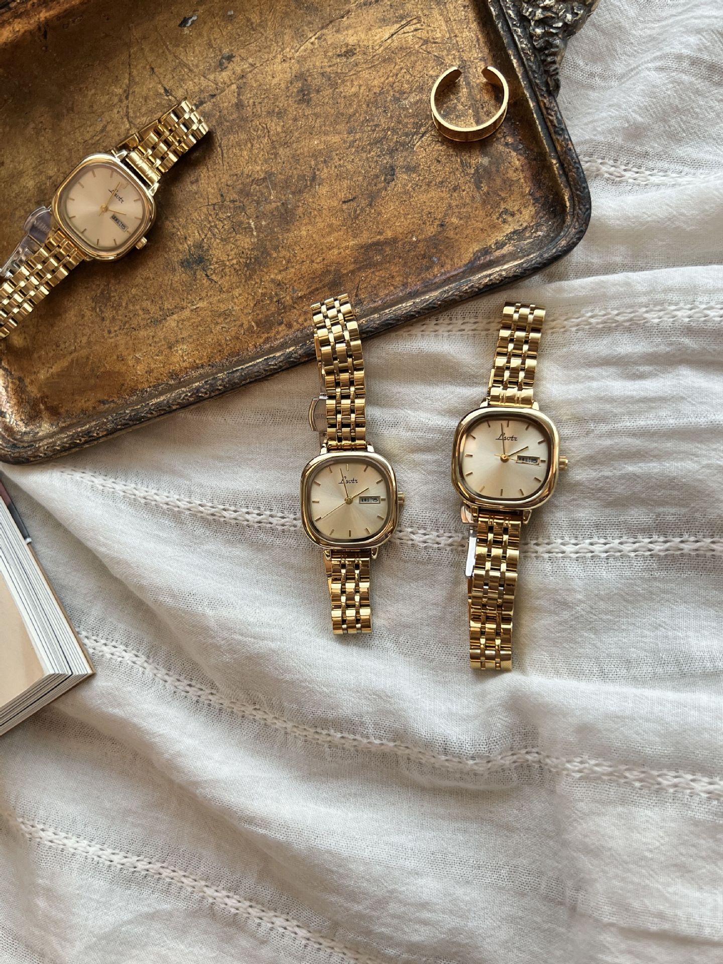lsvtr手表女士高档中古金色ins风时尚简约气质轻奢抖音爆款手表女