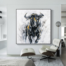 牛油画动物生肖牛气冲天现代客厅装饰画入户玄关走廊挂画立体手绘