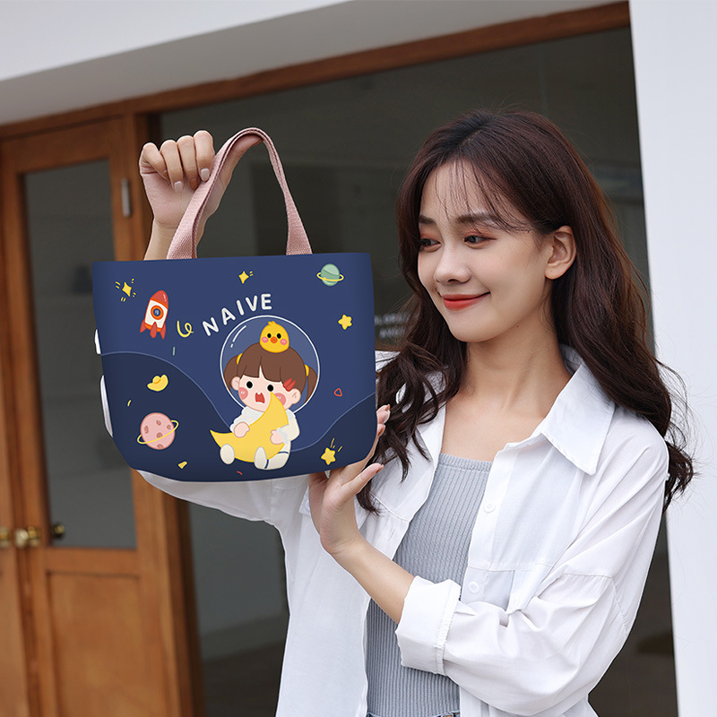 Fashion Canvas Handbag Cartoon Lunch Bag Student Bento Bag Wholesale