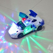 新款儿童跳舞旋转万向警车电动玩具车男孩宝宝音乐灯光变形小汽车
