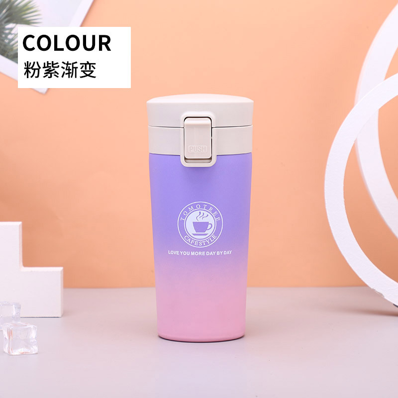 First-Generation Stainless Steel Coffee Cup Double-Layer Vacuum Cup Good-looking Car Water Cup Bouncing Coffee Cup Wholesale