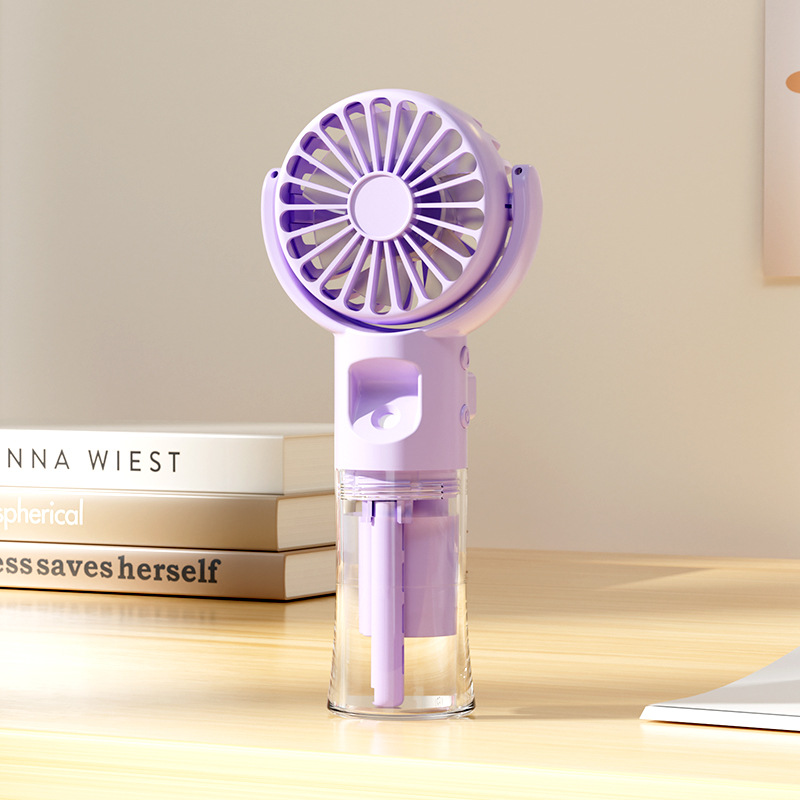 Mini Handheld Small Fan Strong Wind Power Usb Rechargeable Desktop Mute Small Fan Humidifying Spray Handheld Fan