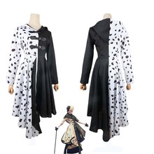 电影101忠狗cos黑白魔女库伊拉 ·德维尔cosplay连衣裙万圣节服装