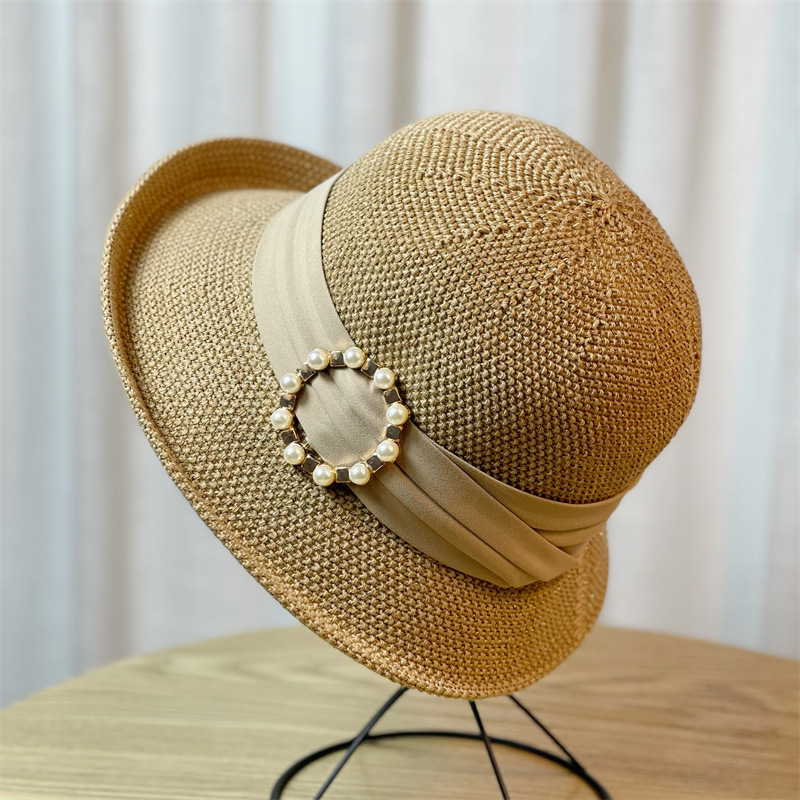 Japanese Foldable Straw Hat Summer Beach Vacation Sun Hat Korean Style All-Matching Fisherman Hat Internet Celebrity Sun-Proof Basin Hat