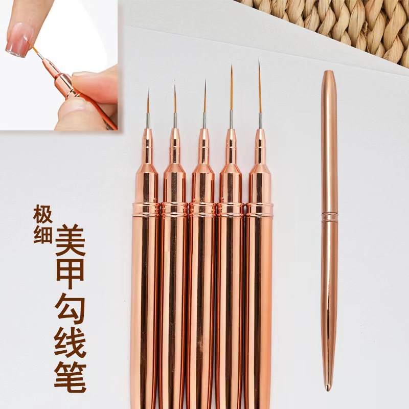 跨境新款美甲针管拉线笔超细勾线笔彩绘线条笔美甲店专用笔刷单支