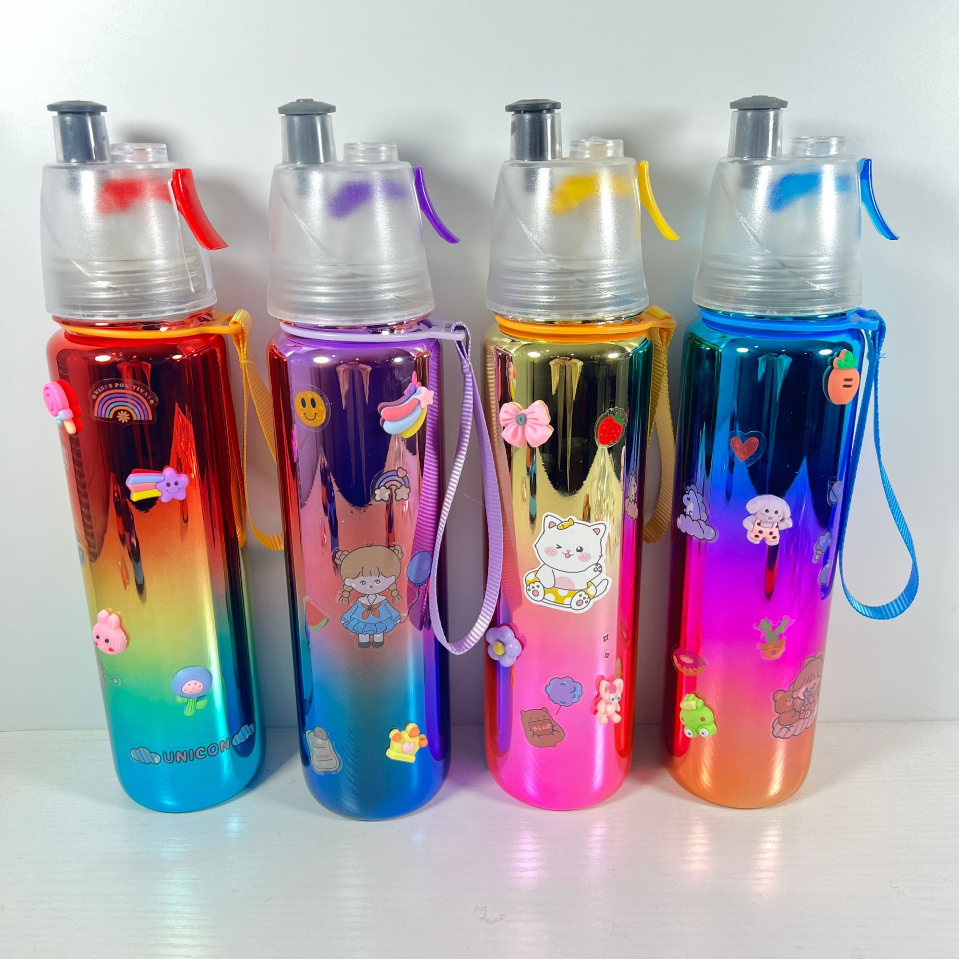 Spot Spray Drinking Water High-End Electroplating Sports Cup 1000ml Good-looking Gradient Electroplating Sports Bottle