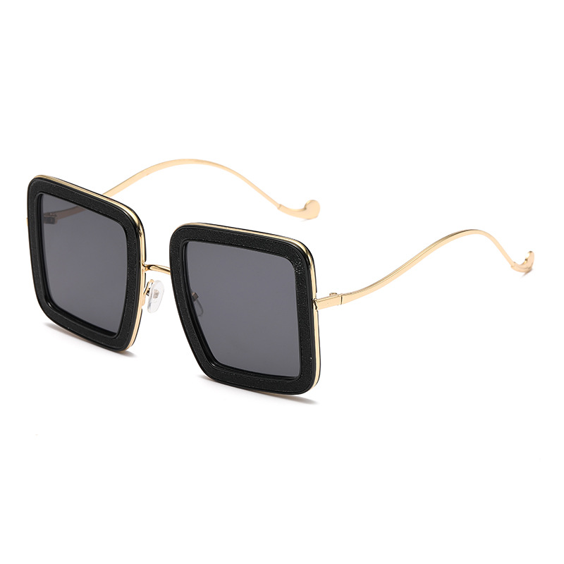 2023 Cross-Border New Arrival Square Sunglasses European and American Fashion Street Shooting Square Metal Glasses Personality Colorful Sunglasses