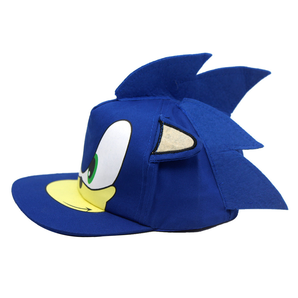 Cross-Border New Arrival Cartoon Sonic Hedgehog Printed Flat Brim Baseball Cap Sonic the Hedgehog Child Sun-Proof Hip Hop Hat