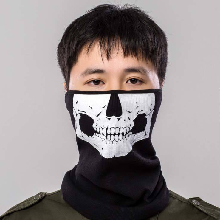 新款使命召唤6ghost幽灵面具cs头套秋冬户外骑行围脖防尘骷髅面罩