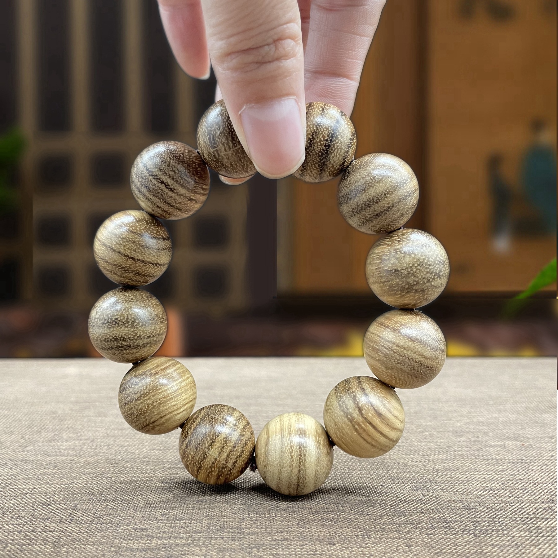 奶香木老型珠男女情侣手链天然佛珠手串diy复古文玩念珠