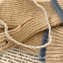 欧尼 韩国重工饰品S925纯银缠绕光珠项链女ins小众设计高级感颈链