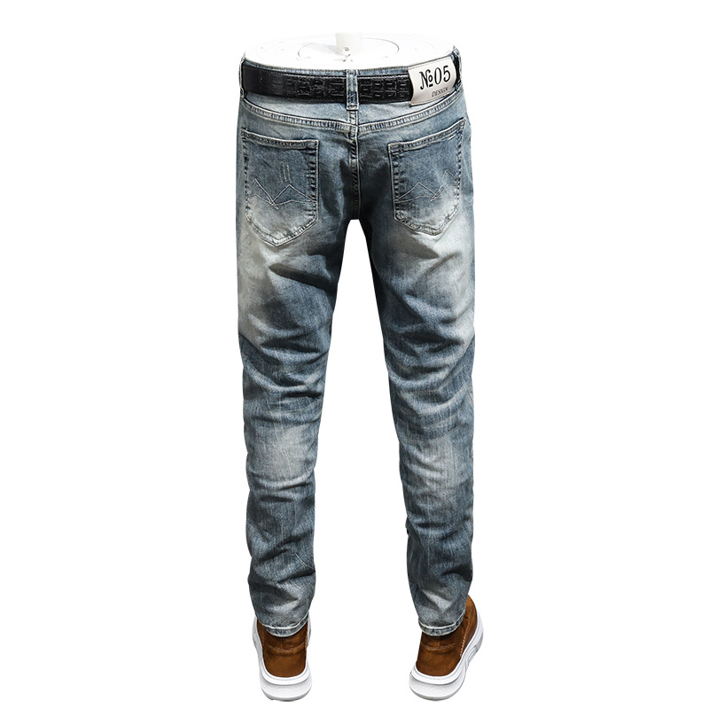   Foreign Trade Jeans Men's Stretch-Fit Pants All-Matching Fashion Brand Teenagers Retro Fashion Cowboys