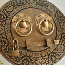 仿古大门拉手中式纯铜门环把手复古圆形拉环老式门栓锁扣插销配件