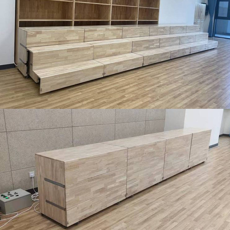 橡木实木抽拉式三层合唱台阶中小学生演出唱歌用舞台阶梯踏步台阶