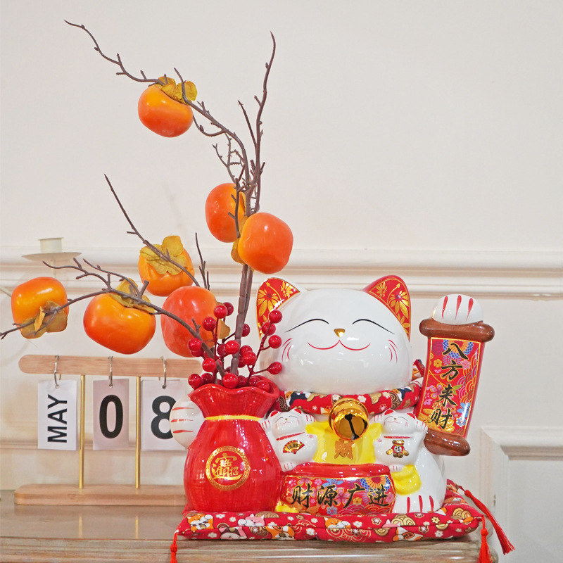 陶瓷大号麦穗招财猫批发摆件发财猫店铺前台收银台家居开业礼品