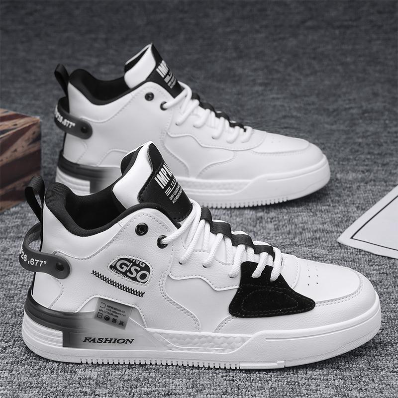 2023 Autumn and Winter High-Top Microfiber Leather Trendy Casual Fashion Sports Board Shoes Street Fashion Hip Hop White Shoes Men‘s Shoes