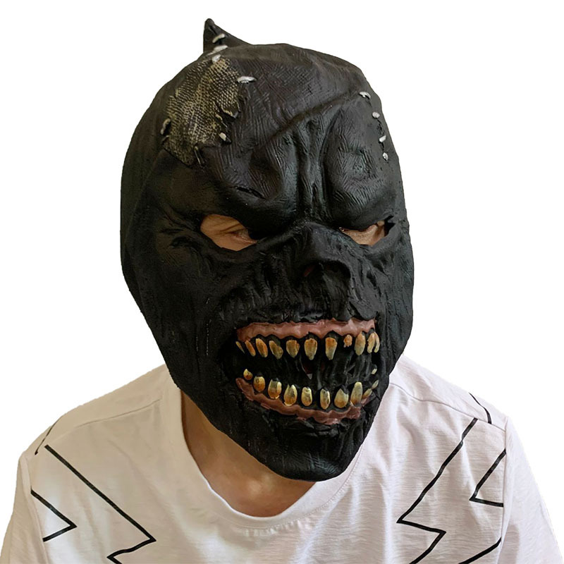恐怖鬼脸面具鬼脸款魔鬼假面万圣节舞会装扮演出吓人黑色食人魔