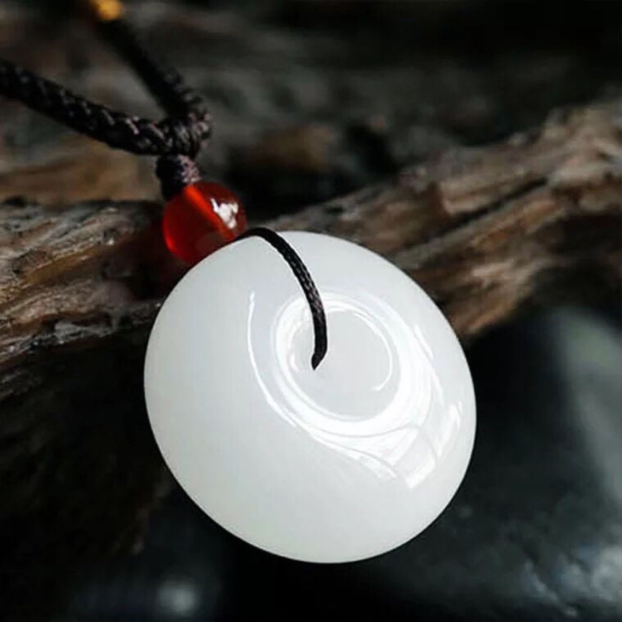 天然阿富汗白玉平安扣吊坠男女款送挂绳阿富汗玉石饰品直播货