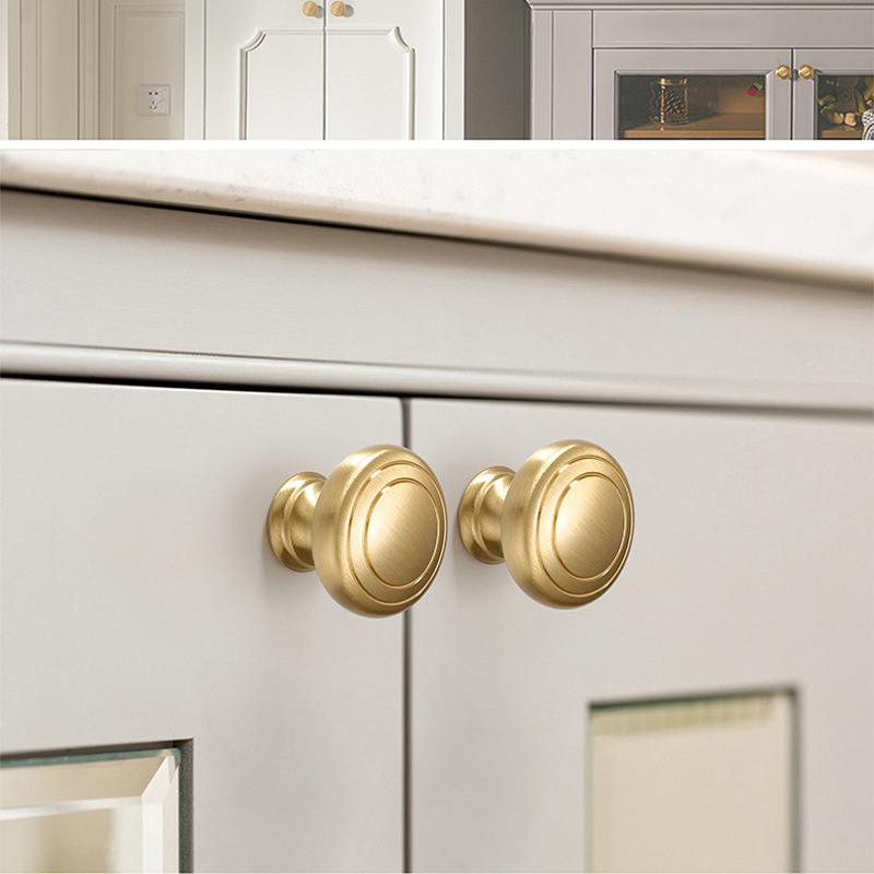 全铜拉手柜门衣柜橱柜抽屉门把手轻奢简约美式柜子金色黄铜色拉手