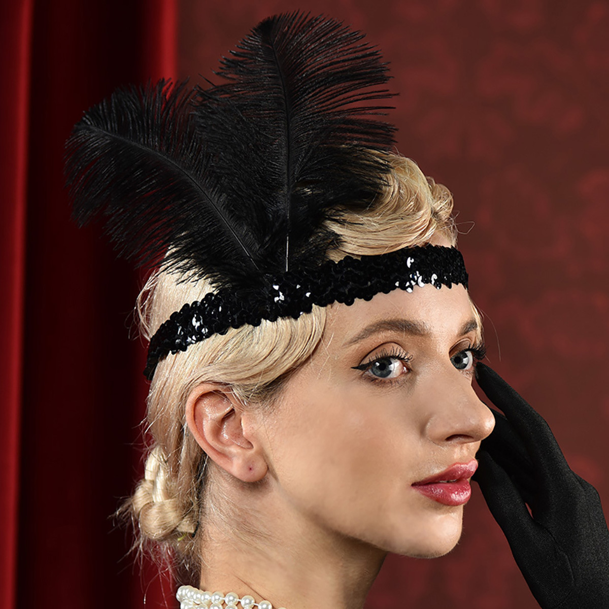 Great Gatsby Masquerade Feather Sequins Halloween Carnival Party Gathering Vintage Headband