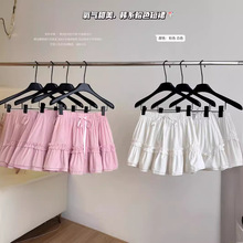 荷叶边粉色蛋糕短裙2024夏季新款韩版高腰显瘦半身裙女
