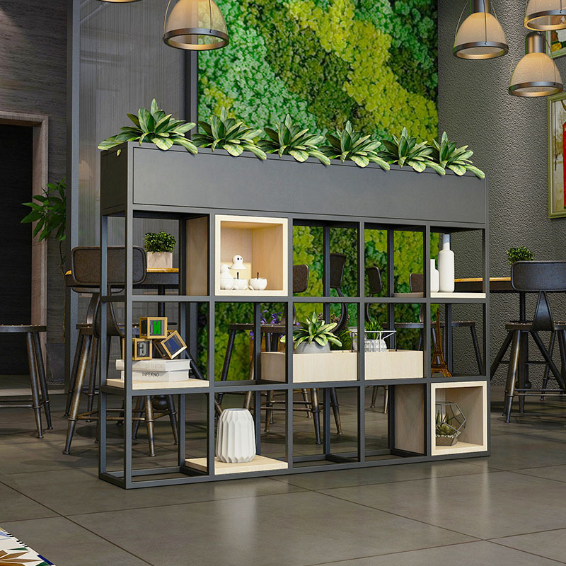 绿植花架铁艺屏风隔断咖啡餐厅客厅办公室装饰柜阳台工业风置物架