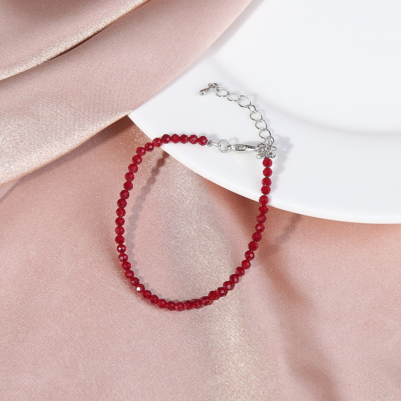 跨境饰品尖晶石手链小清新串珠手串彩色近天然石切面圆珠手串